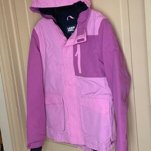 Lands' End Two-Tone Pink Hooded Jacket waterproof squall
